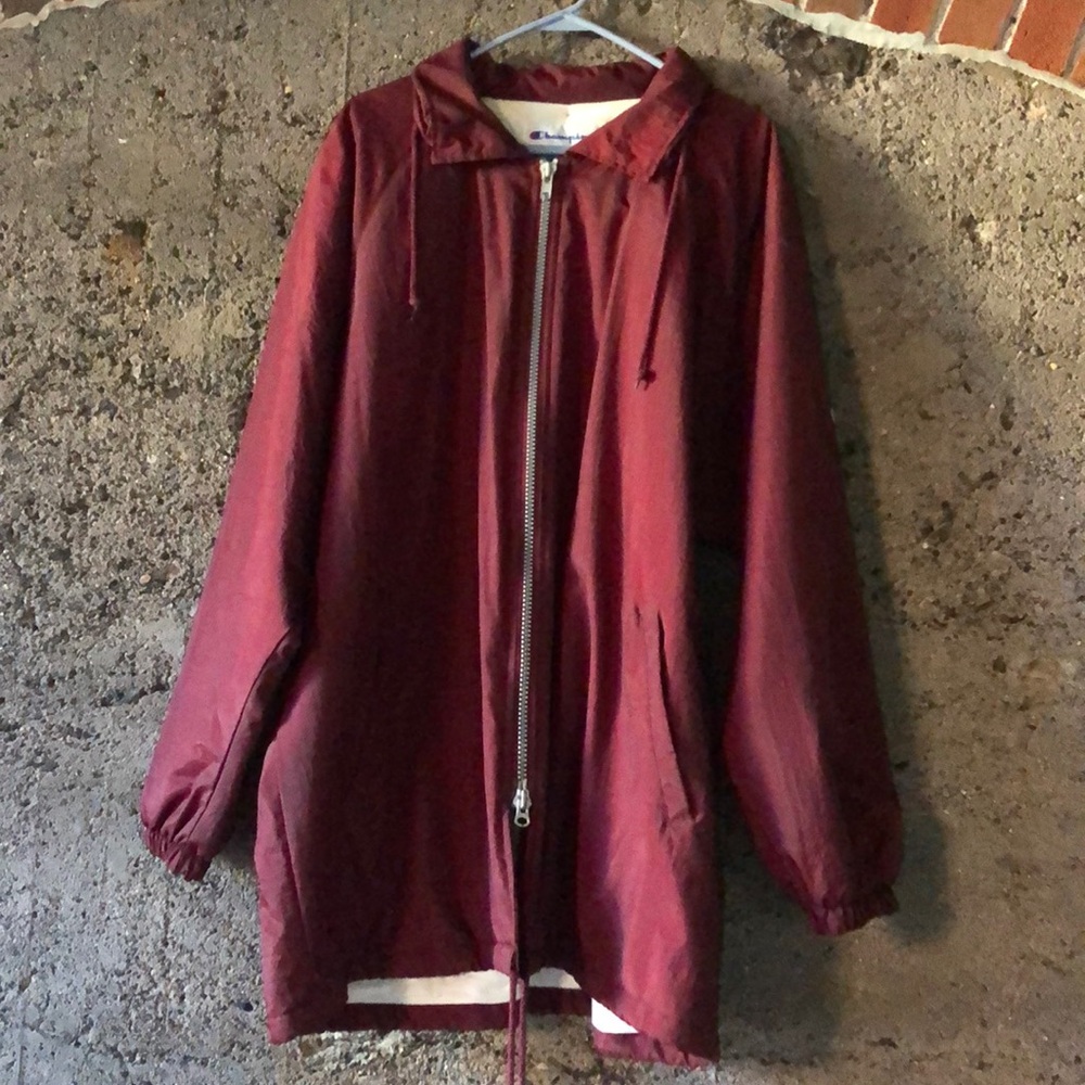 Vintage Champion Maroon Long Lightweight Jacket Sz. L